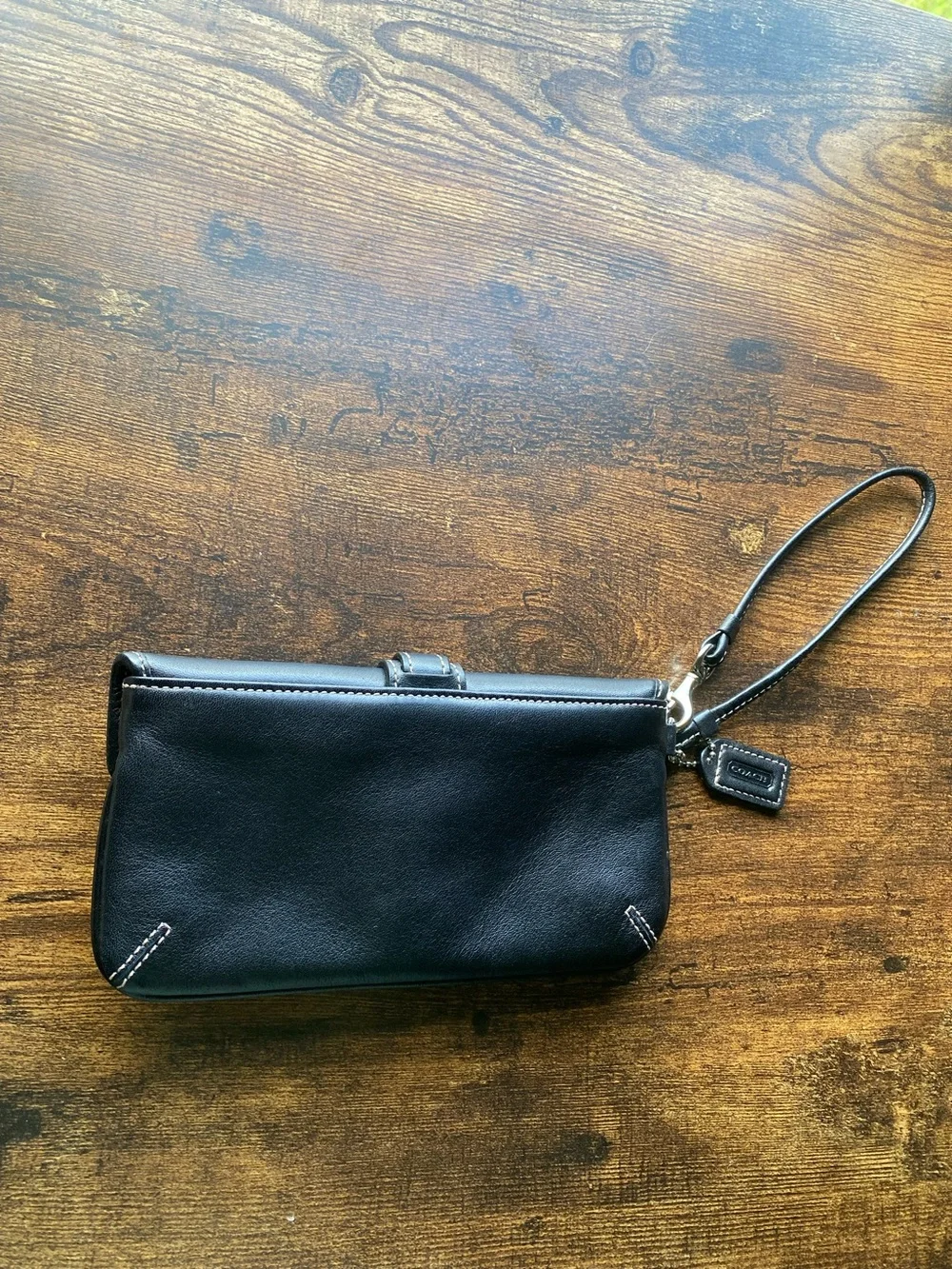 Coach black leather soho wristlet